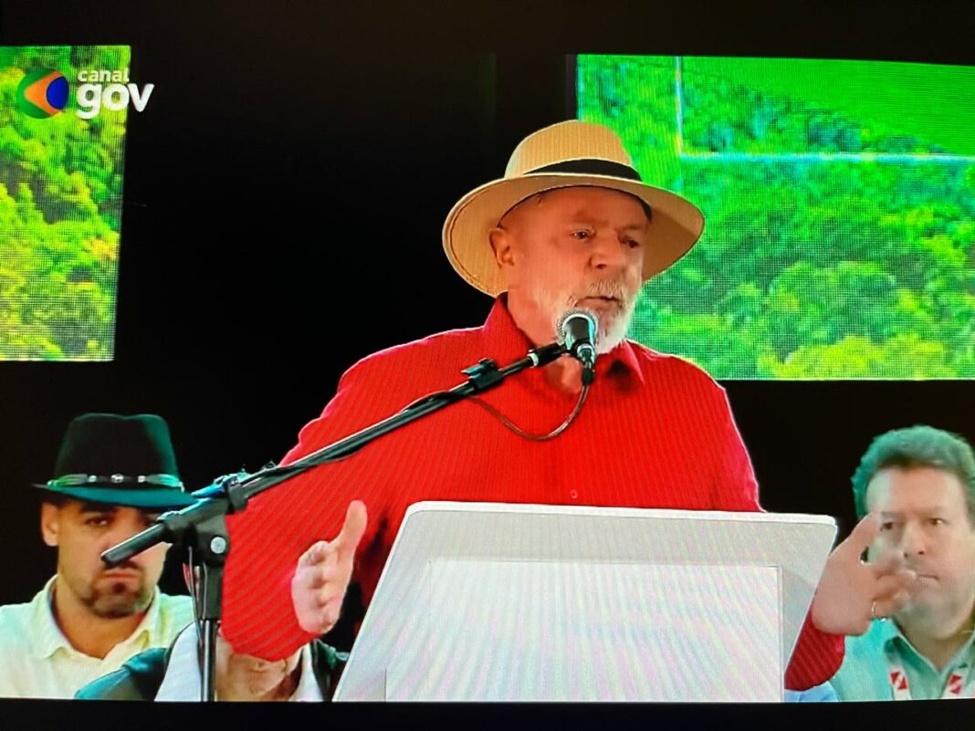 O presidente Luís Inácio Lula da Silva discursa em cerimônia da Vale no município de Parauapebas, no Pará (14.02.2025).